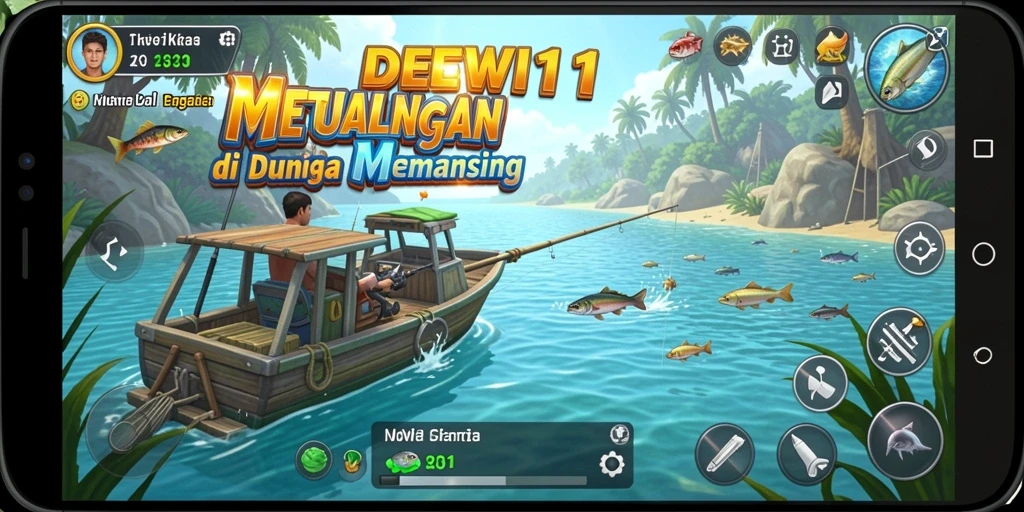 Tangkapan ikan yang memukau dalam DEWI11 di tengah keindahan alam.