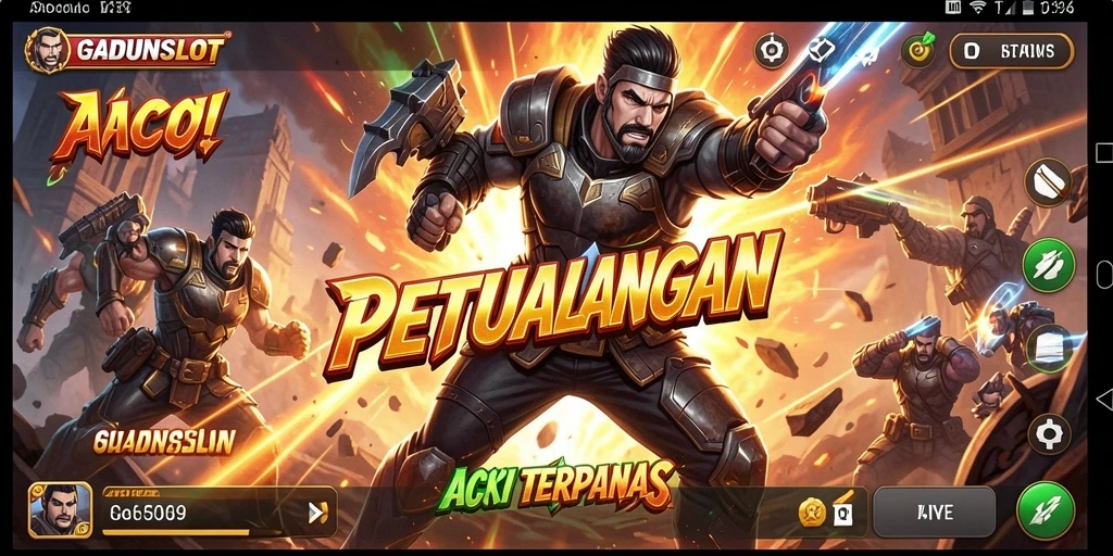 Tampilan gameplay GADUNSLOT yang menegangkan dan mendebarkan.