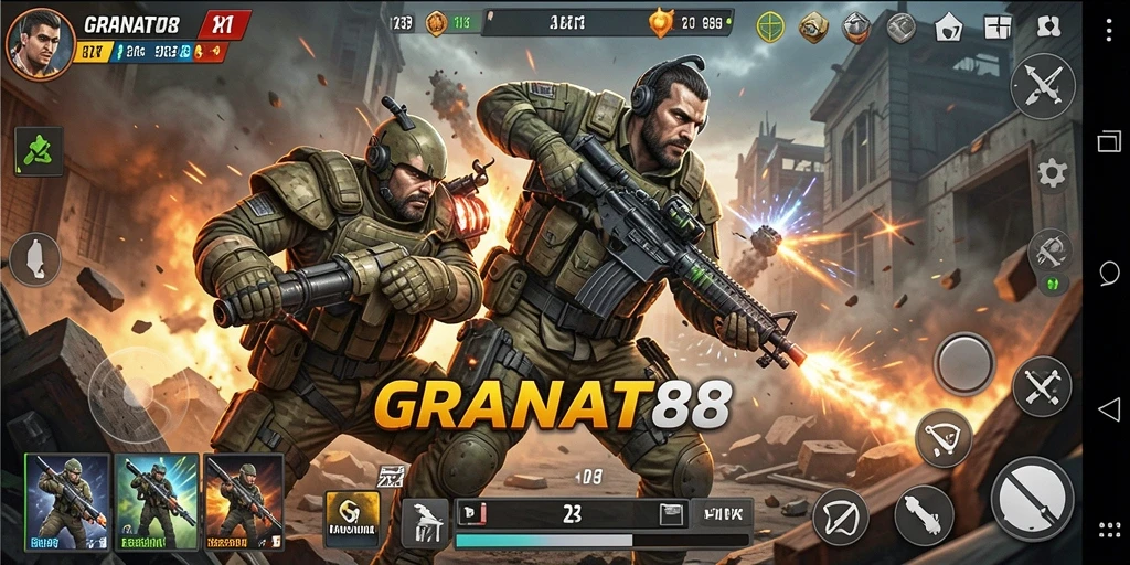 Screenshot utama GRANAT88 menampilkan aksi seru dalam permainan.