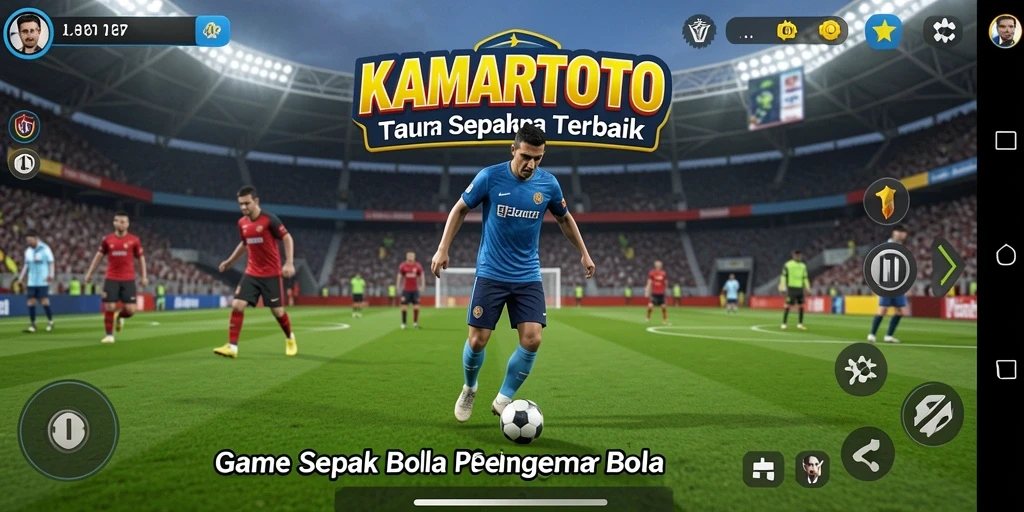 Screenshot KAMARTOTO menampilkan aksi mendebarkan dalam permainan sepak bola.