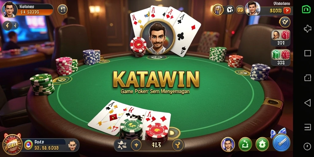 Tampilan gameplay Poker yang seru dan menegangkan di KATAWIN.