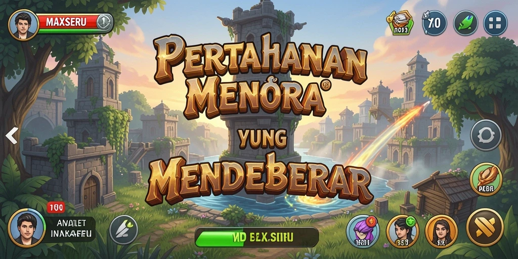 Tampilan gameplay dari MAXSERU dalam mode Tower Defense yang menegangkan.
