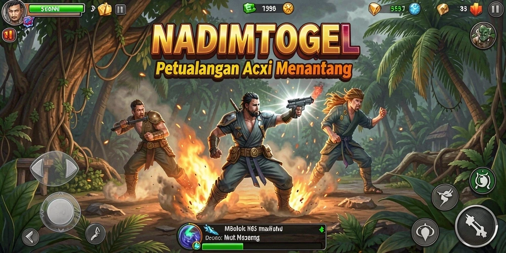 Screenshot gameplay NADIMTOGEL menampilkan aksi menegangkan dalam pertempuran.