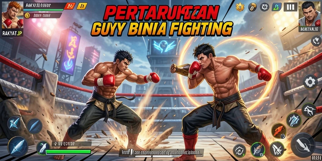 Screenshot gameplay RAKYATJP menampilkan aksi pertarungan yang mendebarkan.