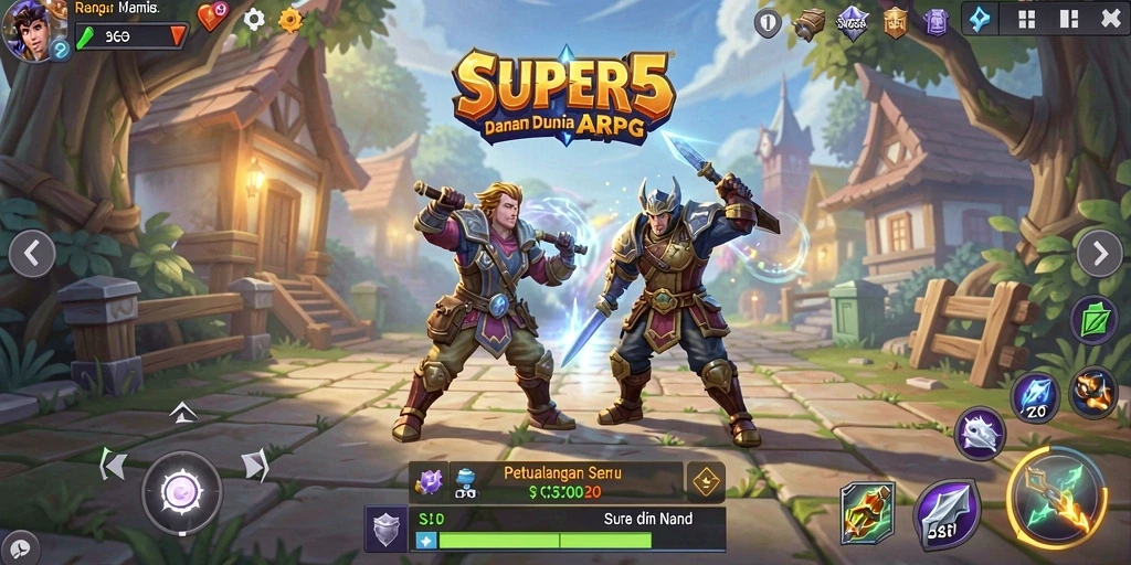 Tampilan gameplay dinamis dalam <strong>SUPER5</strong> dengan aksi tempur yang mendebarkan.