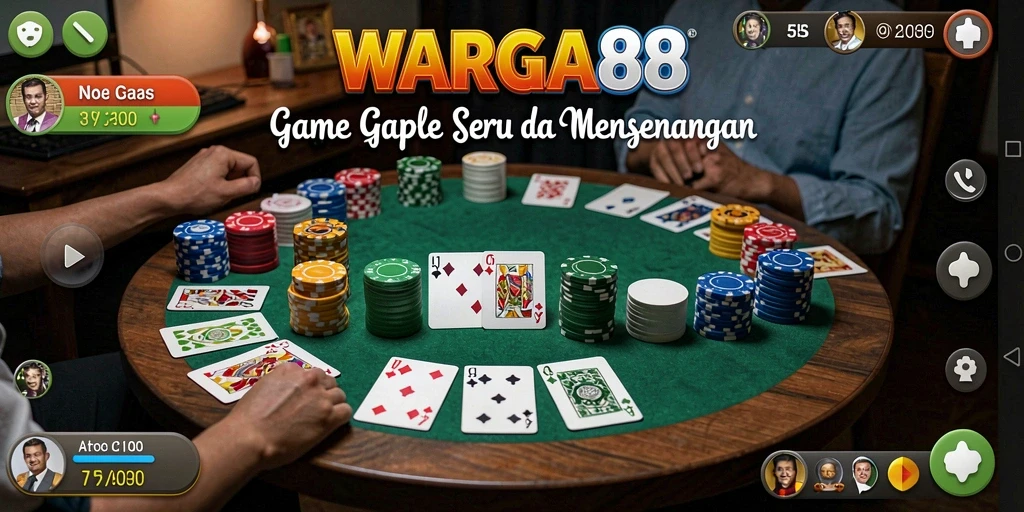 Screenshot gameplay seru WARGA88 yang menampilkan aksi pemain Gaple.