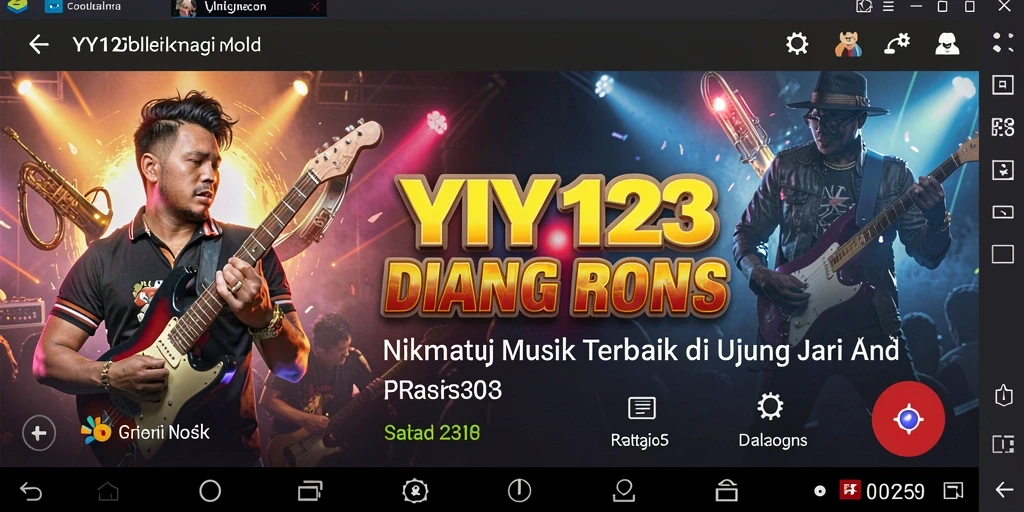 Tampilan gameplay interaktif di YY123 dengan alat musik virtual.